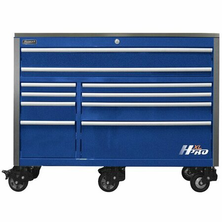 HOMAK HXL Pro Series 60'' Blue 10-Drawer Roller Cabinet with Stainless Steel Top HX04060112 571HX4060112